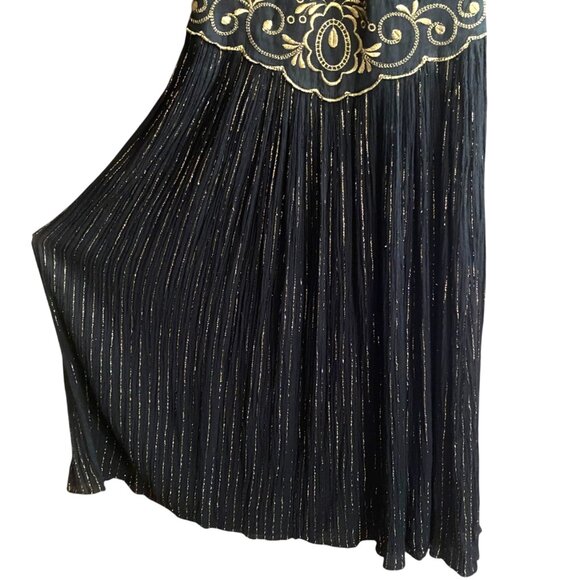 Vintage black and gold metallic Goddess sun dress, cotton, gauzy, long - Picture 12 of 15